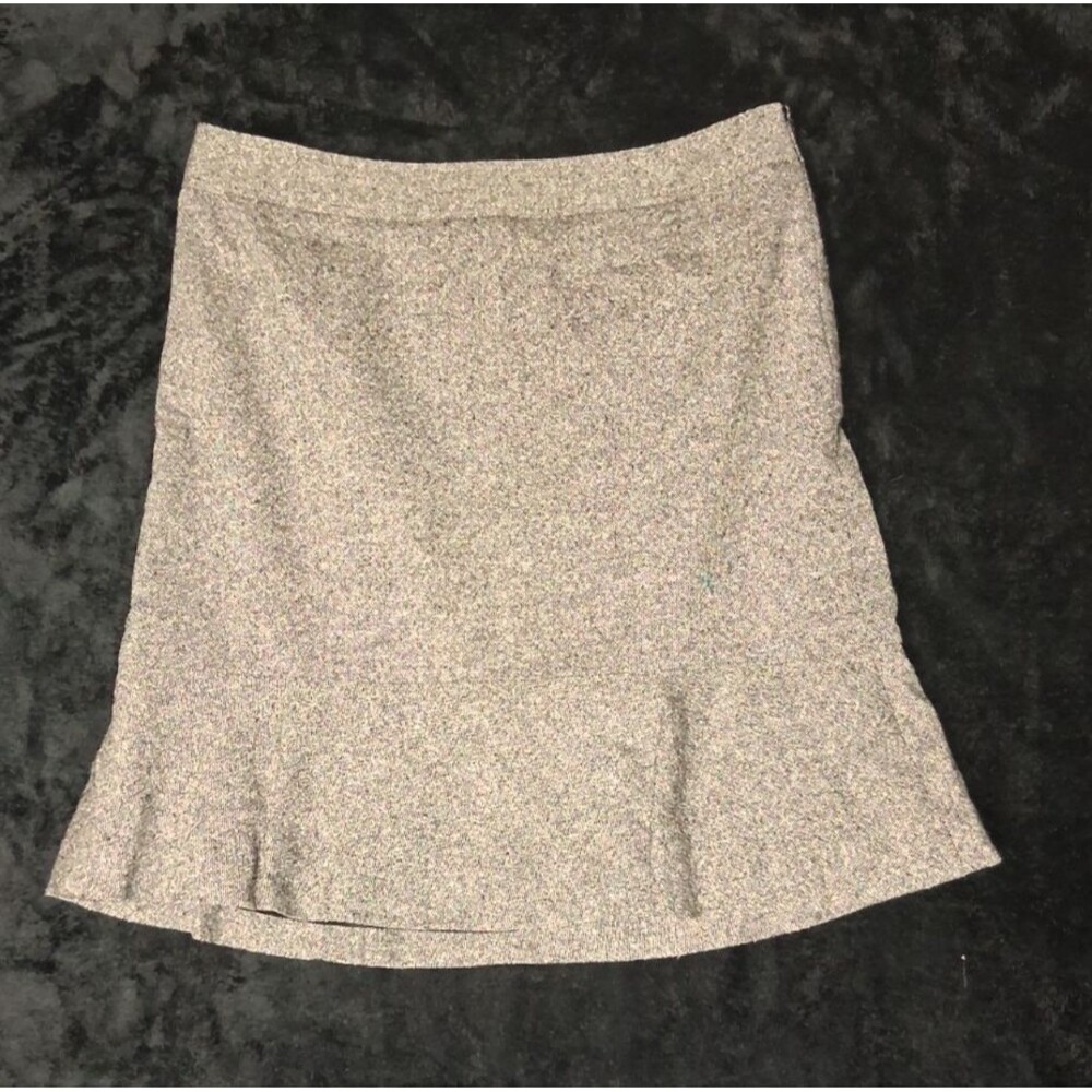 Ann Taylor Loft Wool Silk Blend Tweed A Line Skirt 8 Gray Old Money Quiet Luxury